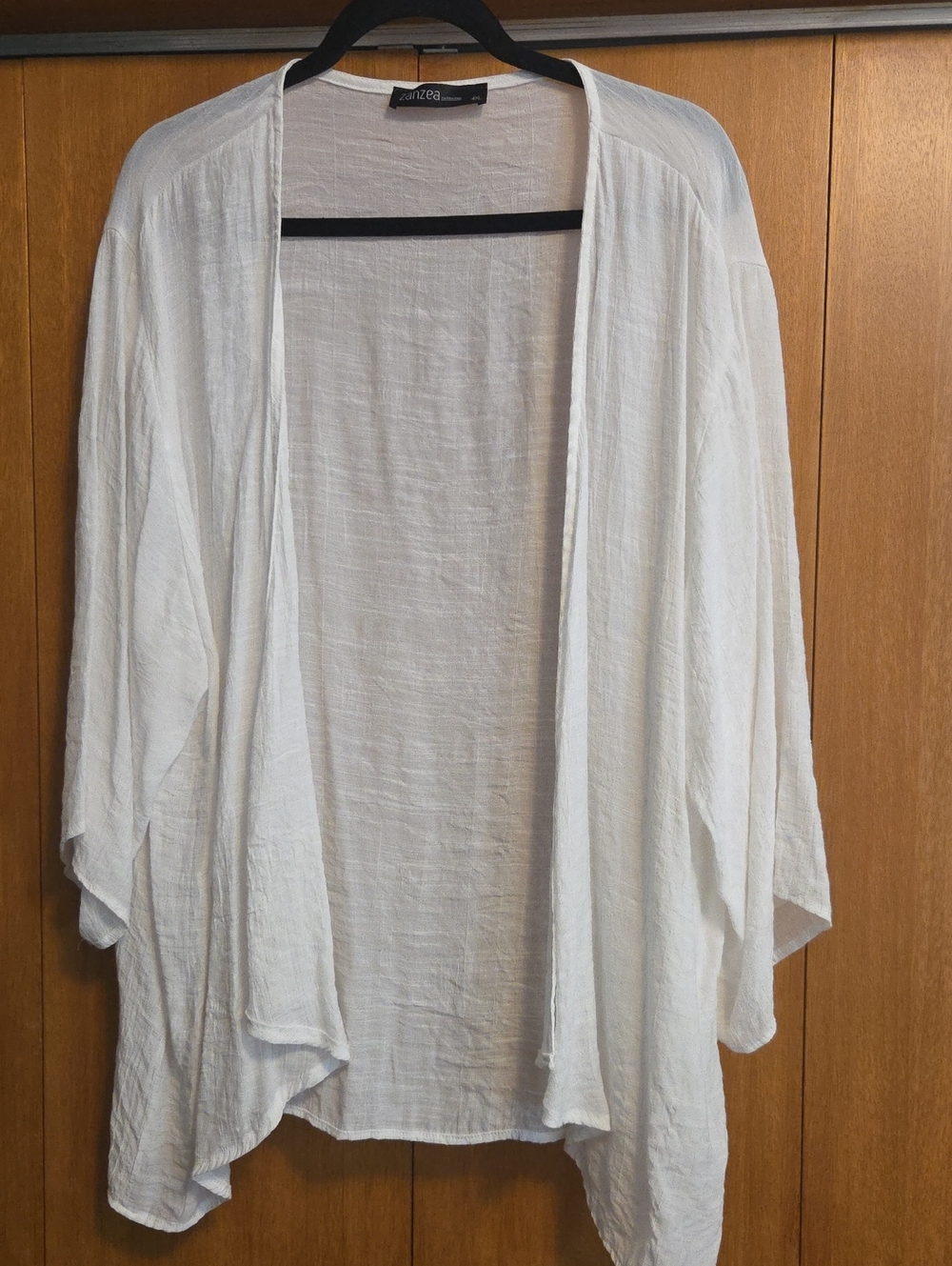 Zanzea White Lightweight Open-Front Draped Cardigan
